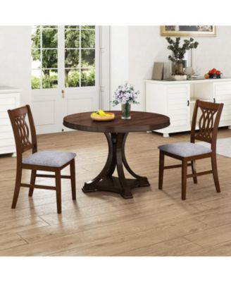 Dining Chairs Set of 4 w/Padded Seat Hollowed Backrest and Rubber Wood Frame