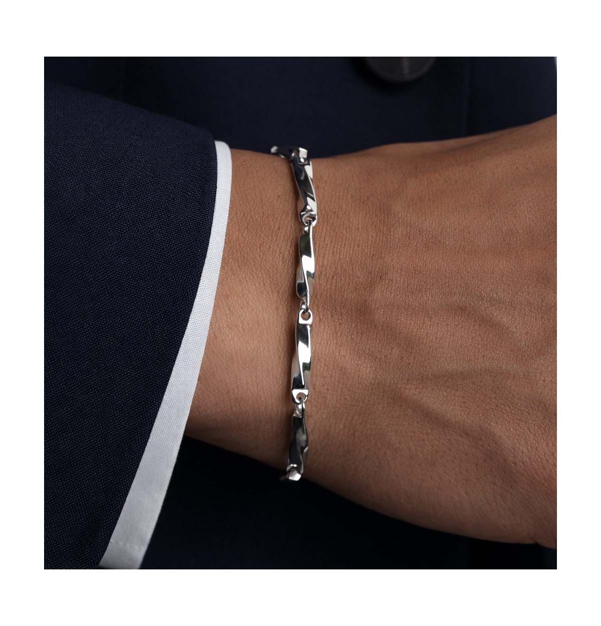 Rebl Jewelry Twisted Link Bracelet Stainless Steel