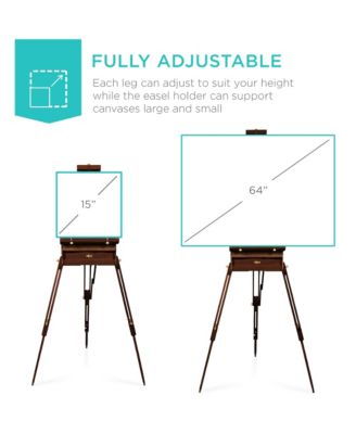 French Easel, 32pc Beginners Kit Portable Wooden Adjustable Tripod  w/ Paint Supplies