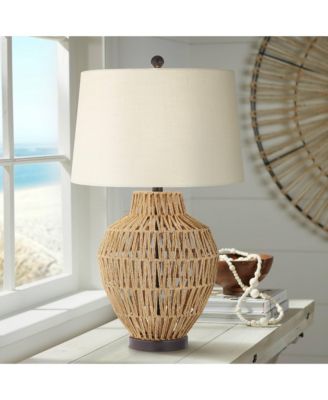 San Marcos 27" Tall Modern Coastal Table Lamps Set of 2 Wicker Metal Living Room Bedroom