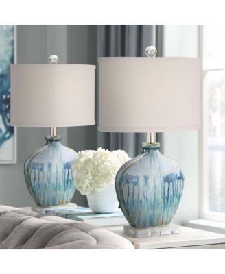 Coastal Table Lamps 25" High Set of 2 Ceramic  Drip  Shade for Living Room Family Bedroom Home (Colors may vary)