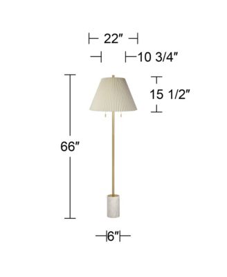 Milan Modern Tall Floor Lamp Gold Metal  Pleated Empire Fabric Shade for Living Room Bedroom Office