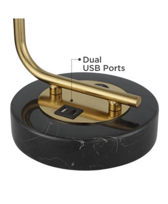 Myles 24" High Small Modern Glam Desk Lamps Set of 2 Dual USB Ports Gold Metal Home Office Charging