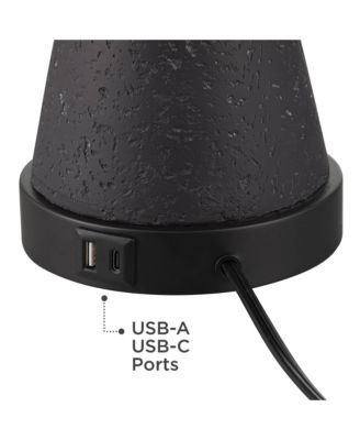 Fiona 24 1/2" High Mid Century Modern 3-Way Table Lamps Set of 2 USB Port Metal Living Room Charging