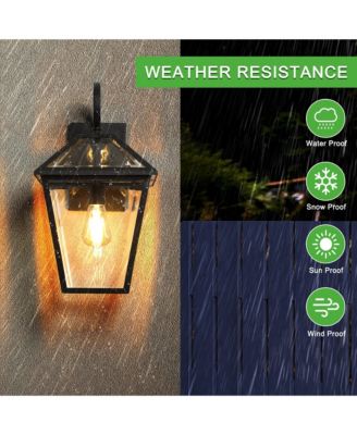 10" 2pcs Outdoor Wall Lanterns, Weatherproof Wall Sconce with Clear Glass Panels