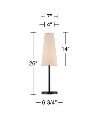Modern Table Lamps 26" High Set of 2 Dark Espresso Bronze Metal Off Linen Cone Shade for Bedroom Living Room House Home Nightstand