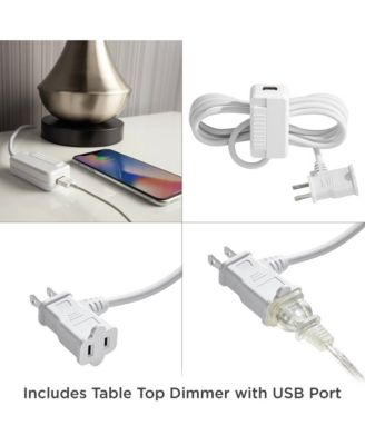 Modern Table Lamp with USB Charging Port 24 3/4" High Sea Foam Ceramic Oatmeal Drum Shade for Living Room Desk Bedroom