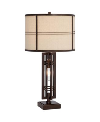28" Tall Industrial Table Lamp, USB Charging Port and Nightlight