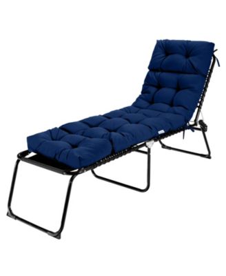 Outdoor Lounge Chaise Cushion with String Ties for Garden Poolside