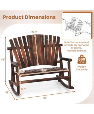 Outdoor Adirondack Rocking Chair for Adults with High Back and Slatted Seat
