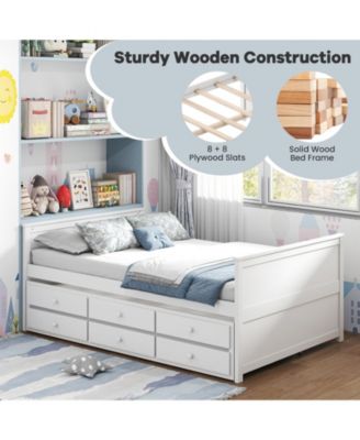 Full Bed Frame with Trundle and Storage Drawers