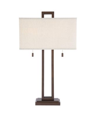 Gossard Modern Industrial Table Lamp 30" Tall Bronze with USB Charging Port  Rectangular Shade for Bedroom Living Room Office