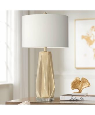Bravo 28" Tall Geometric Modern Table Lamps Set of 2 Champagne Finish  Shade Living Room Bedroom Bedside