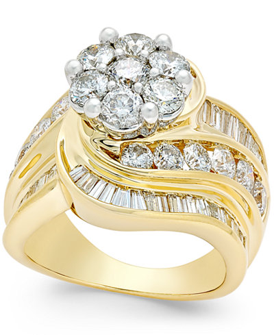 Diamond Cluster Swirl Ring (4 ct. t.w.) in 14k Gold - Rings - Jewelry ...