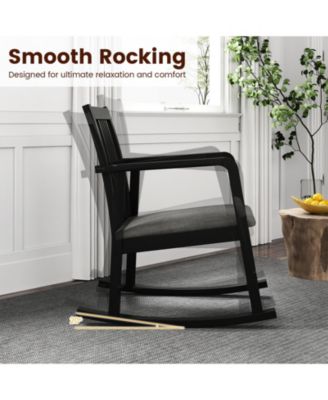 Rocking Chair with Slatted Back and Curved Armrests