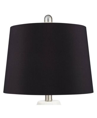 Modern Coastal Table Lamps 24 1/2" High Set of 2 Ceramic LED Faux Drum Shade for Bedroom Living Room House Home Bedside