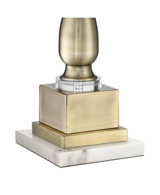 Doris Traditional Table Lamp with Marble Riser 30 1/2" Tall Brass stick Openwork Double Drum Shades for Living Room