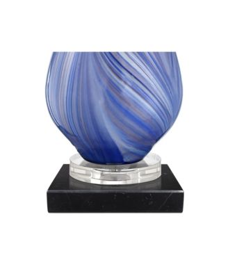 Taylor Modern Table Lamp with Square  Marble Riser 29" Tall Art Glass  Shade for Bedroom Living Room Nightstand