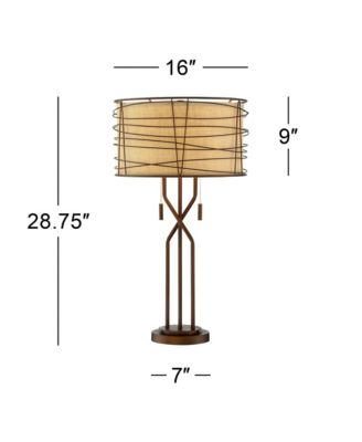 Marlowe 28.75" Tall Industrial Table Lamp with USB Charging Port and Double Shade