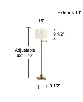 Westbury Modern 70" Tall Standing Floor Lamp Metal Brass Finish Linen Diamond Pleated