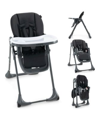 Toddler High Chair w/ 7 Height and 3 Footrest Adjustable Cup holder 2 Wheels