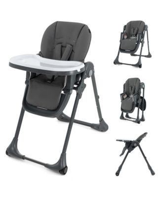 Toddler High Chair w/ 7 Height and 3 Footrest Adjustable Cup holder 2 Wheels