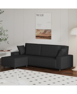 96" Oversized Corduroy Sectional Sofa, L-Shaped Couch with Chaise for Living Room