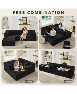 106" Cloud Sectional Sofa with Chaise, Modular Deep Seat Couch, No Assembly