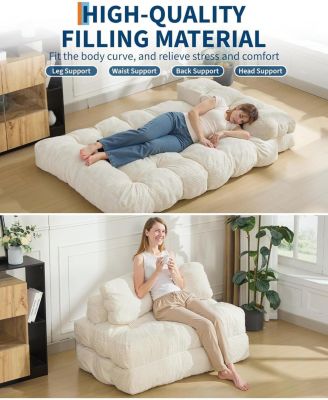 79" Folding Sofa Bed, 3-in-1 Convertible Sleeper Chair with Pillow, Floor Couch