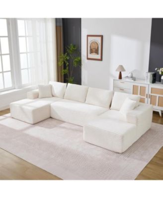 130" U-Shaped Modular Sectional Sofa, Boneless Cloud Couch with 2 Chaise and Pillows