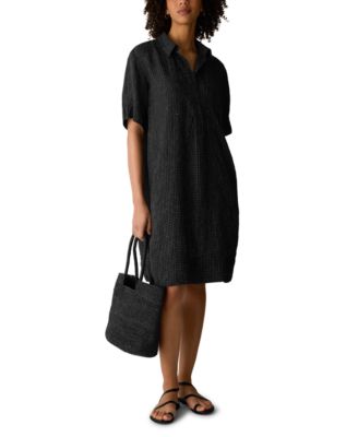 Eileen Fisher Women's Short-Sleeve Collared Dress - Black/White