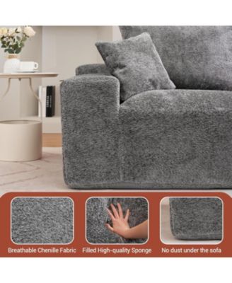 110" Modular Sectional Sofa, L-Shaped Chenille Couch with Ottomans, Washable Cloud Sofa