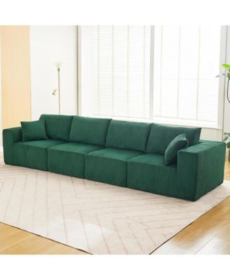 137" Cloud Sectional Sofa, Modular Linear Couch, Corduroy Fabric, No Assembly, Convertible Sleeper