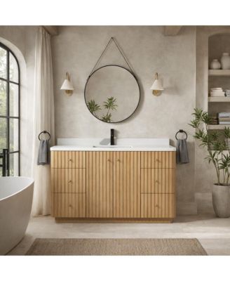 La Jolla 55" Bathroom Vanity Washed Oak