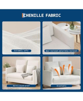 51" Loveseat Sofa, Teddy Fabric Small Couch for Living Room and Small Spaces