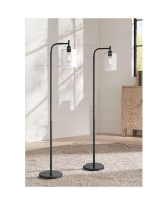 Karis Farmhouse Rustic 62 1/2" Tall Standing Floor Lamps Set of 2 Lights Downbridge Metal Matte Glass Shade