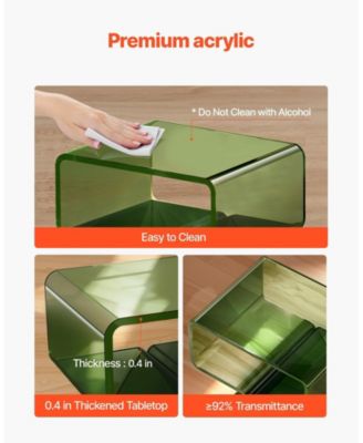 Acrylic Nightstand Side Table with Storage Shelf for Bedroom