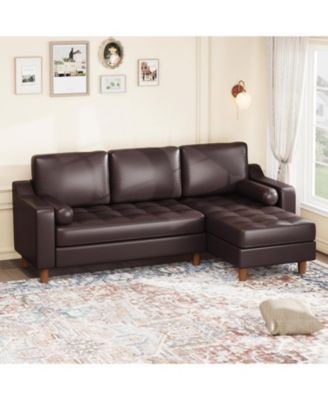 89" L-Shaped Sofa with Chaise, Mid-Century Modern 3-Seater Couch