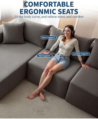 108" Modular Cloud Sectional Sofa, L-Shaped Couch with Chaise, Deep Seat, No Assembly