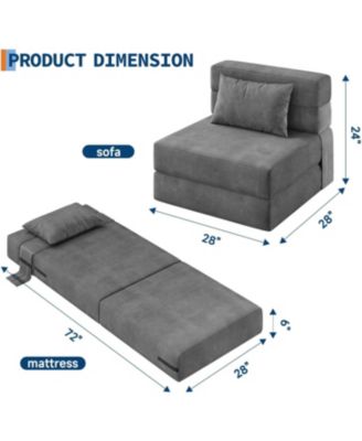 2-Pack Folding Sofa Bed Chair, Convertible Couch Bed, Multi-Functional Floor Sofa