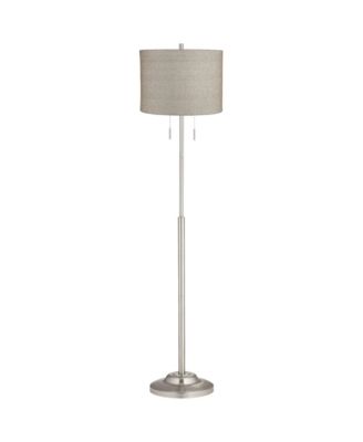 360 Lighting Abba Modern Floor Lamp Standing 66" Tall Brushed Nickel  Metal Drum Shade for Living Family Room Bedroom Office House