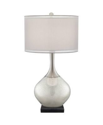 Swift Modern Table Lamp with Square  Marble Riser 30 1/2" Tall Glass Chrome Drum Shade for Bedroom Living Room House Home