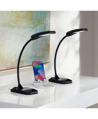 Ricky 13 3/4" High Small Modern Desk Lamps Set of 2 USB Ports LED Gooseneck Home Office Living Room Charging