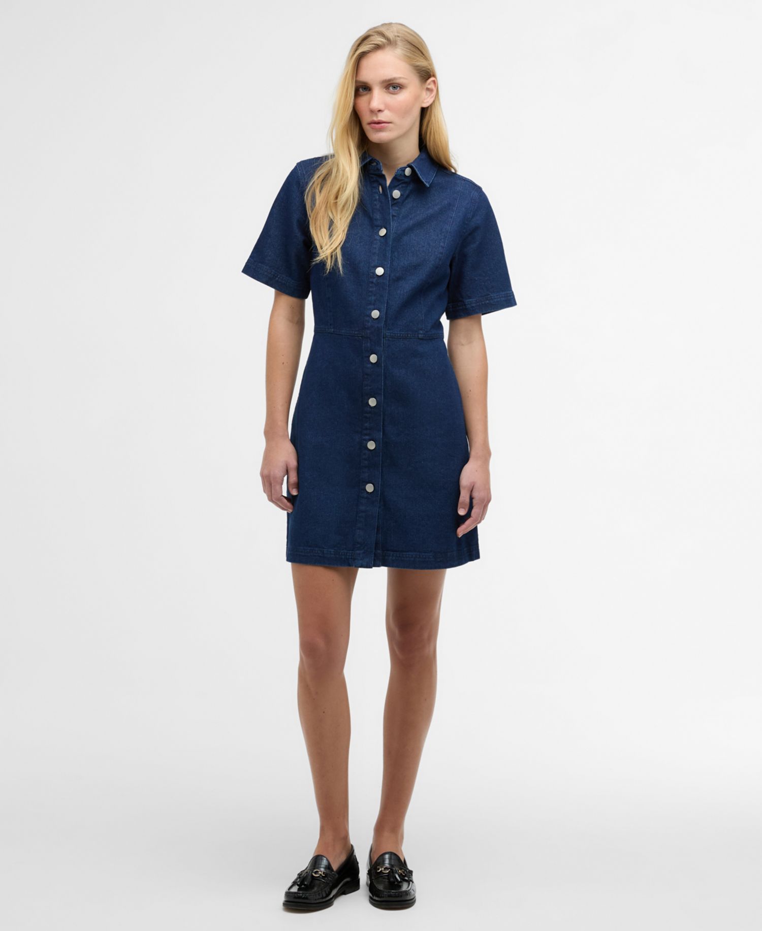 Women's Maia Pointed-Collar Mini Denim Dress