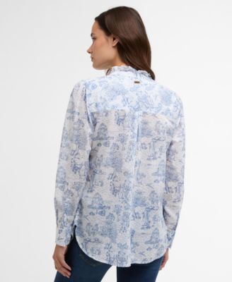 Women's Wisteria Printed Ruffle Neck Shirt