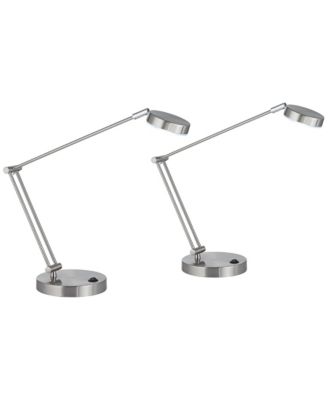 Jarrett 19" High Small Modern Desk Lamps Set of 2 Adjustable LED Satin Nickel Finish Metal Home Office