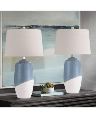 Aegean 28" Tall Coastal Modern Table Lamps Set of 2 Ceramic Shade Living Room Bedroom Bedside