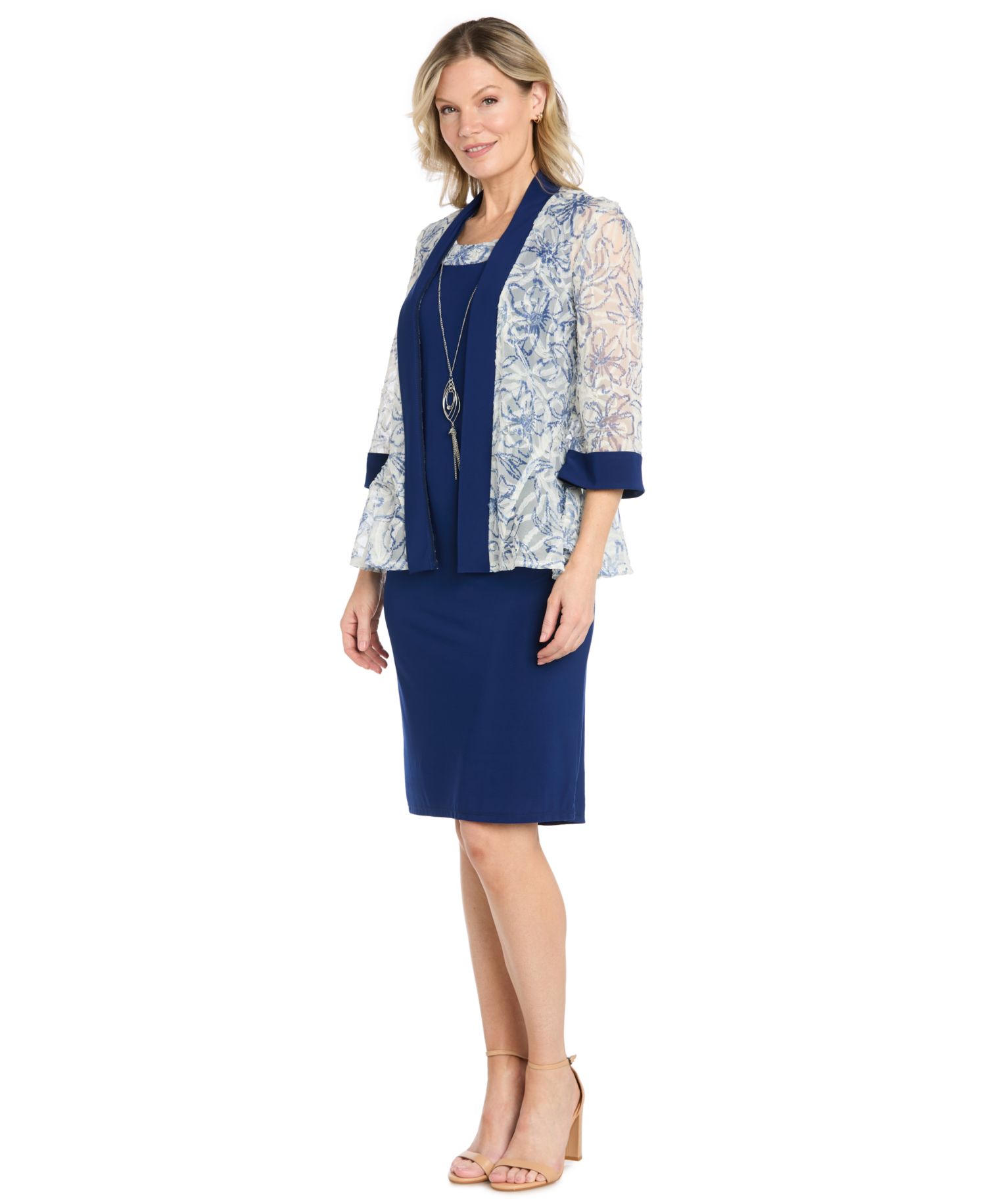 Women's Printed Jacket & Crewneck Dress, 2-Piece Set