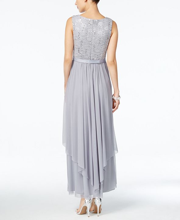 r&m richards sequined lace belted gown and jacket