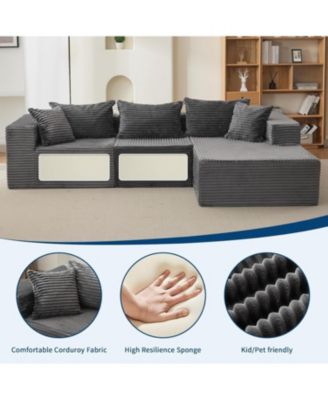 106" Cloud Sectional Sofa with Chaise, Memory Foam Modular Couch, Right Facing, No Assembly